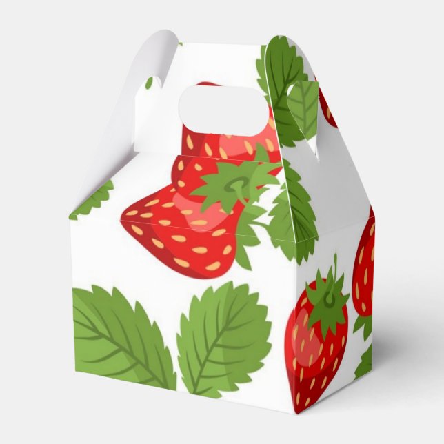 Strawberry pattern favor box (Front Side)