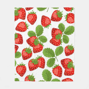 Strawberry pattern fleece blanket