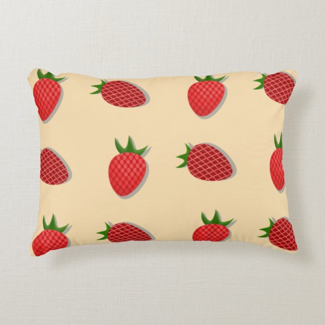 Strawberry pattern for fruit summertime good vibes accent pillow (Front)