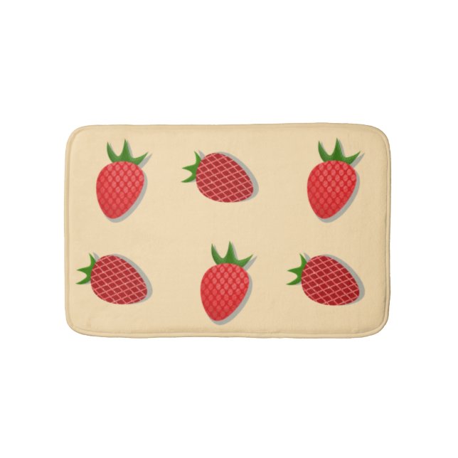 Strawberry pattern for fruit summertime good vibes bath mat (Front)