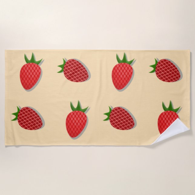 Strawberry pattern for fruit summertime good vibes beach towel (Front)