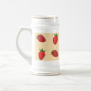 Strawberry pattern for fruit summertime good vibes beer stein