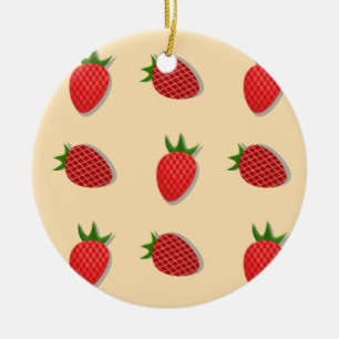 Strawberry pattern for fruit summertime good vibes ceramic ornament