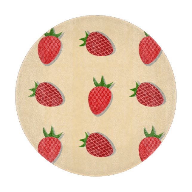 Strawberry pattern for fruit summertime good vibes cutting board (Front)