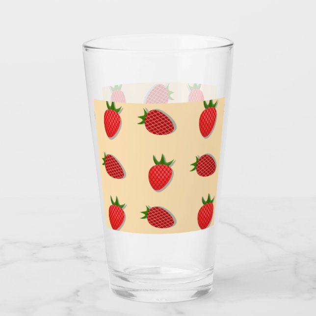 Strawberry pattern for fruit summertime good vibes glass (Front)