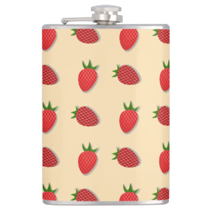 Strawberry pattern for fruit summertime good vibes hip flask