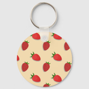 Strawberry pattern for fruit summertime good vibes keychain
