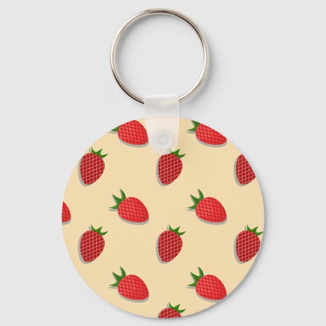 Strawberry pattern for fruit summertime good vibes keychain (Front)