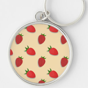 Strawberry pattern for fruit summertime good vibes keychain