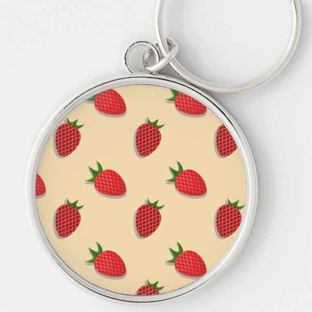 Strawberry pattern for fruit summertime good vibes keychain (Front)