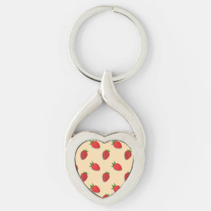 Strawberry pattern for fruit summertime good vibes keychain