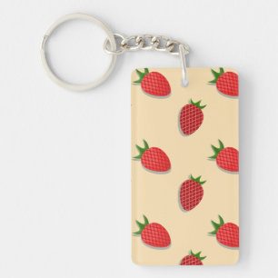 Strawberry pattern for fruit summertime good vibes keychain
