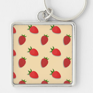 Strawberry pattern for fruit summertime good vibes keychain