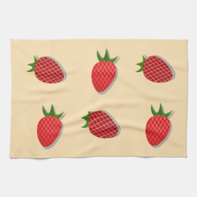 Strawberry pattern for fruit summertime good vibes kitchen towel (Horizontal)