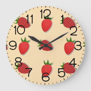 Strawberry pattern for fruit summertime good vibes large clock