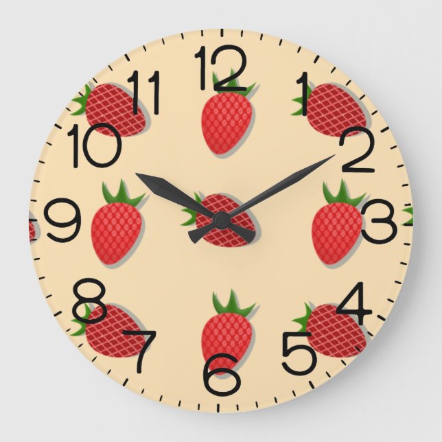 Strawberry pattern for fruit summertime good vibes large clock (Front)
