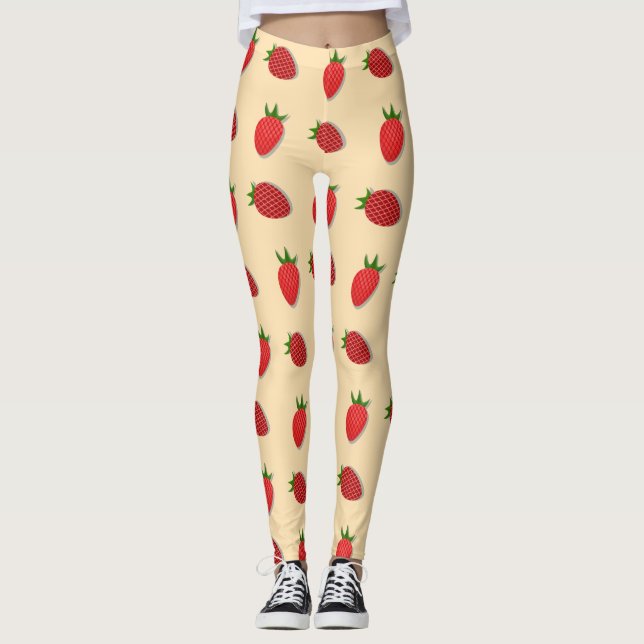 Strawberry pattern for fruit summertime good vibes leggings (Front)
