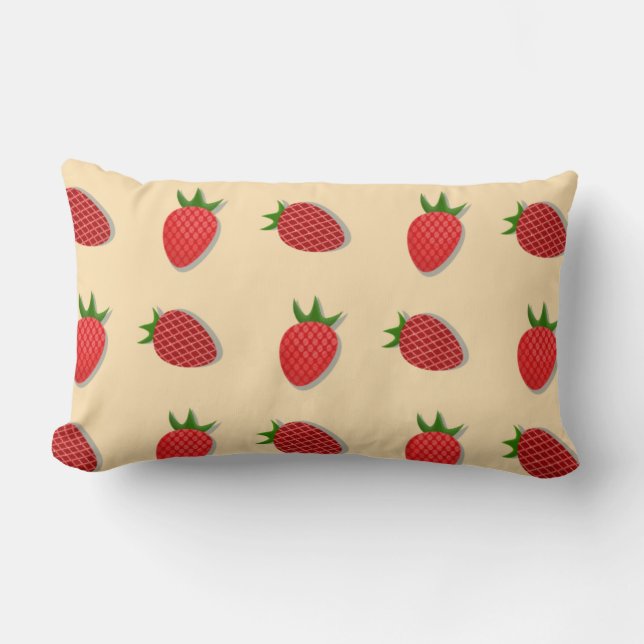 Strawberry pattern for fruit summertime good vibes lumbar pillow (Front)