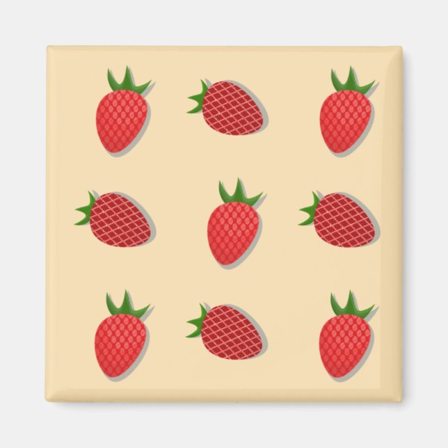 Strawberry pattern for fruit summertime good vibes magnet (Front)