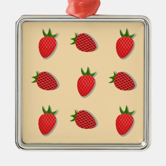 Strawberry pattern for fruit summertime good vibes metal ornament (Front)