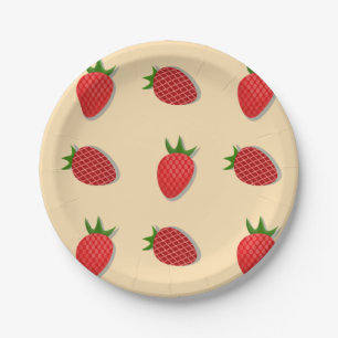 Strawberry pattern for fruit summertime good vibes paper plate