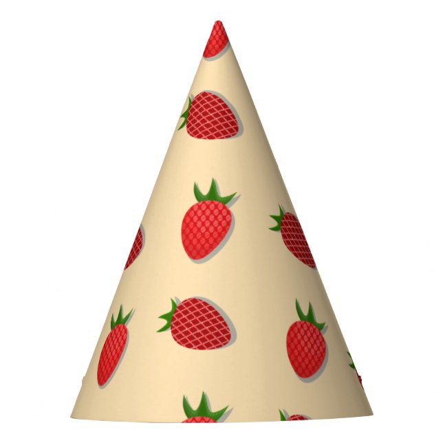 Strawberry pattern for fruit summertime good vibes party hat (Front)