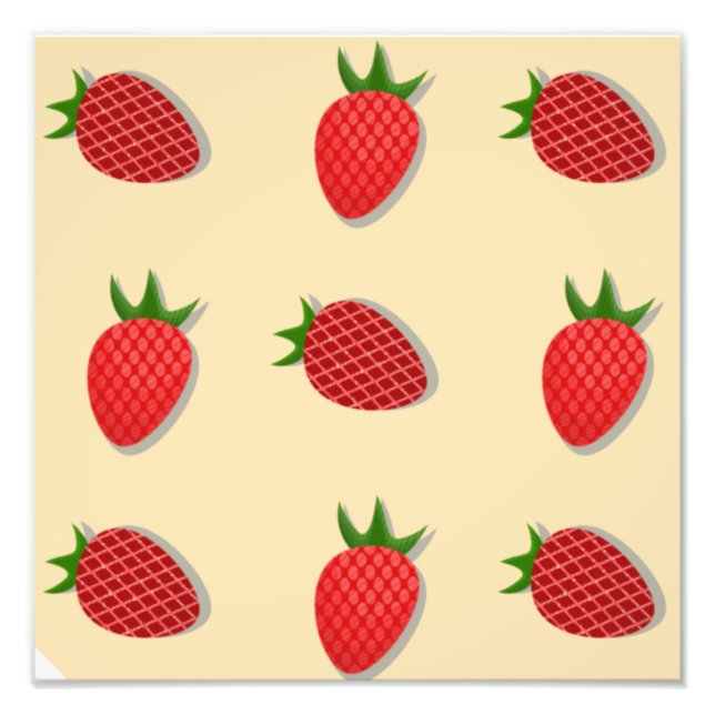 Strawberry pattern for fruit summertime good vibes photo print (Front)