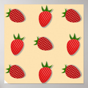 Strawberry pattern for fruit summertime good vibes poster