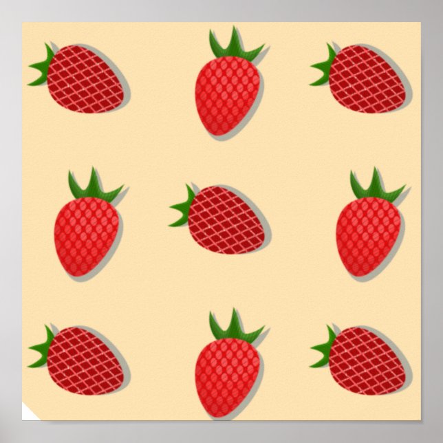 Strawberry pattern for fruit summertime good vibes poster (Front)