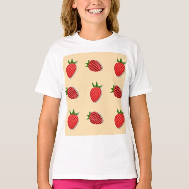 Strawberry pattern for fruit summertime good vibes T-Shirt (Front)