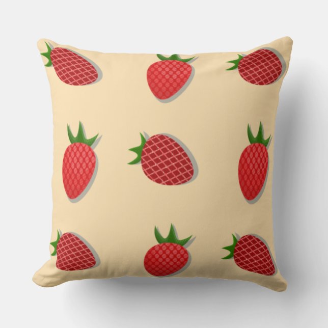 Strawberry pattern for fruit summertime good vibes throw pillow (Front)