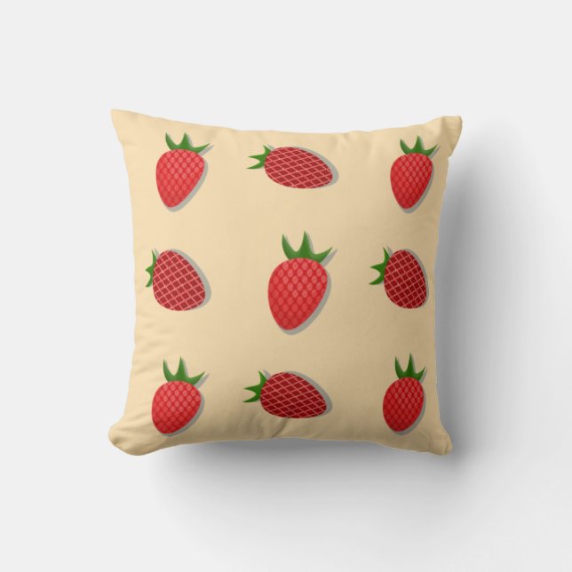 Strawberry pattern for fruit summertime good vibes throw pillow (Front)
