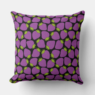 Strawberry Pattern Halloween Purple Throw Pillow