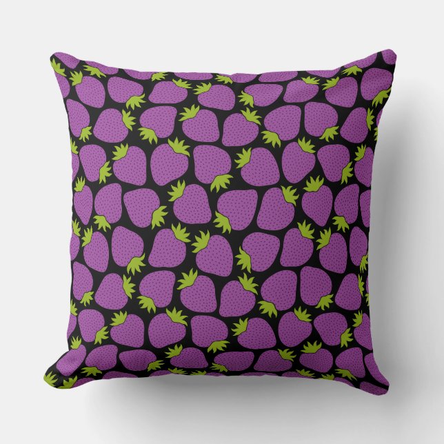 Strawberry Pattern Halloween Purple Throw Pillow (Front)