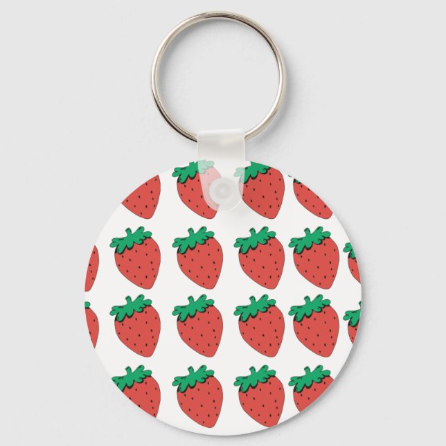 Strawberry Pattern Keychain (Front)