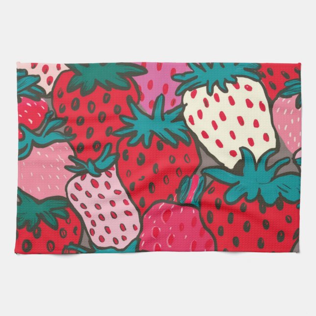 Strawberry Pattern Kitchen Towel (Horizontal)