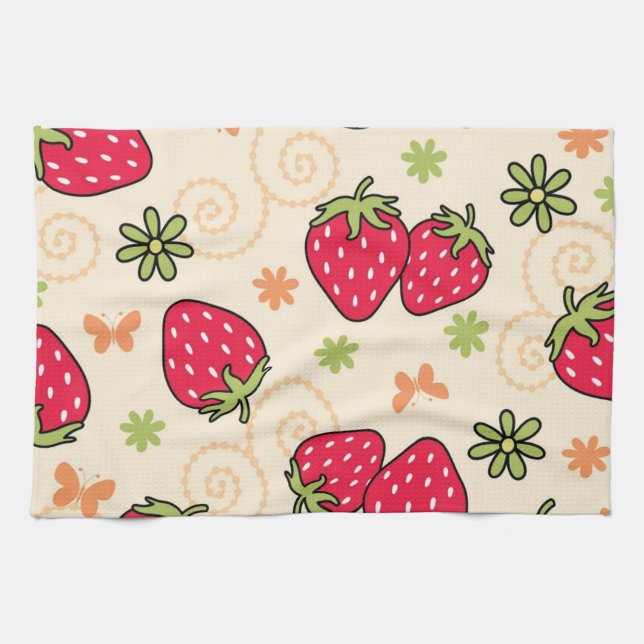 Strawberry pattern kitchen towel (Horizontal)