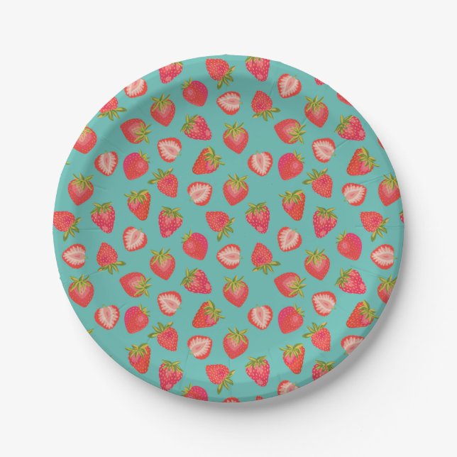 Strawberry pattern paper plate (Front)