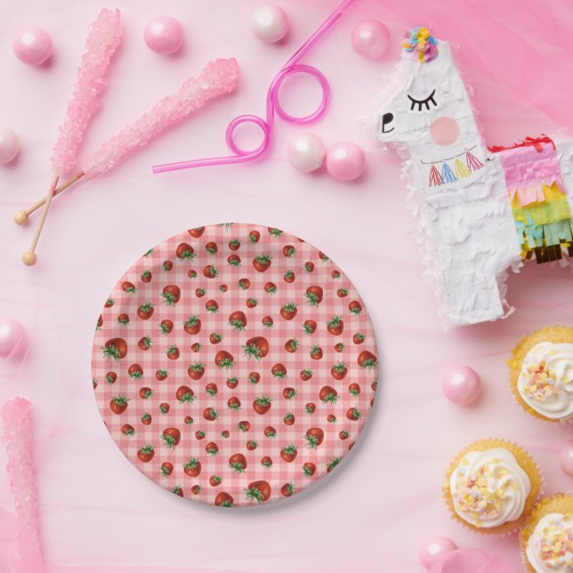 Strawberry Pattern Paper Plate (Party)