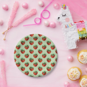 Strawberry Pattern Paper Plate