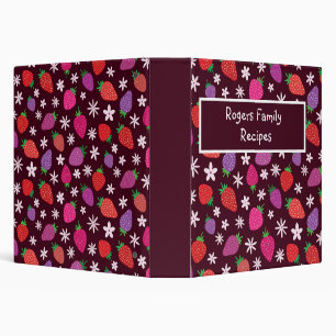 Strawberry pattern personalized Family Recipes   Binder
