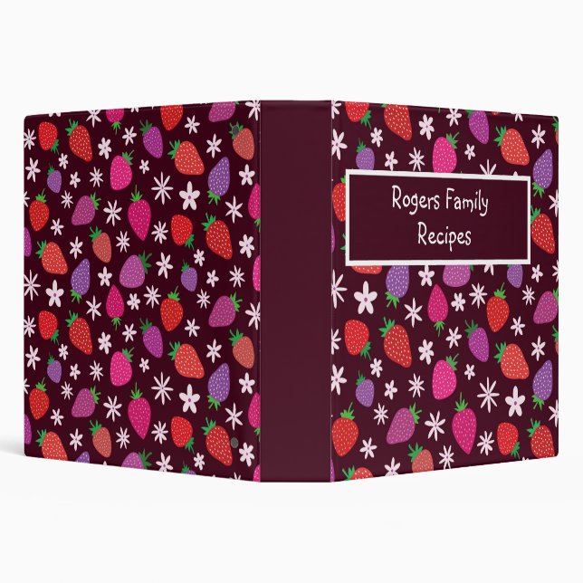 Strawberry pattern personalized Family Recipes   Binder (Background)