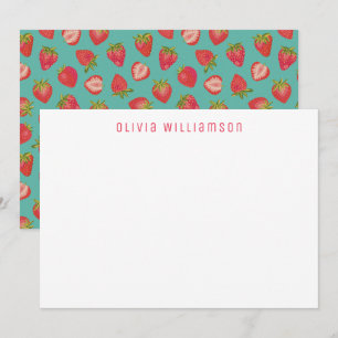 Strawberry pattern Personalized name Card