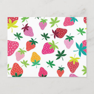 Strawberry pattern postcard