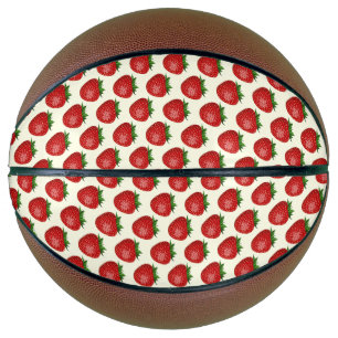 Strawberry Pattern, Red Strawberries, Fruit, Leaf Basketball