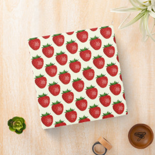 Strawberry Pattern, Red Strawberries, Fruit, Leaf Binder