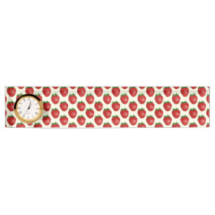 Strawberry Pattern, Red Strawberries, Fruit, Leaf Nameplate