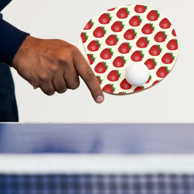 Strawberry Pattern, Red Strawberries, Fruit, Leaf Ping Pong Paddle (Insitu)