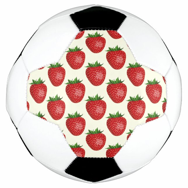 Strawberry Pattern, Red Strawberries, Fruit, Leaf Soccer Ball (Front)