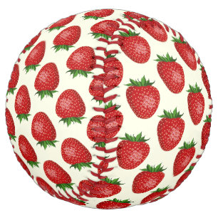 Strawberry Pattern, Red Strawberries, Fruit, Leaf Softball